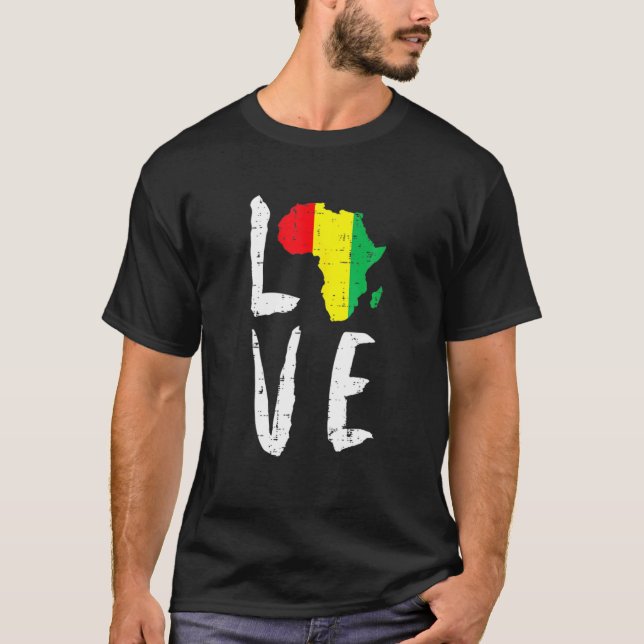 Love Africa Black History Month African American M T-Shirt (Front)