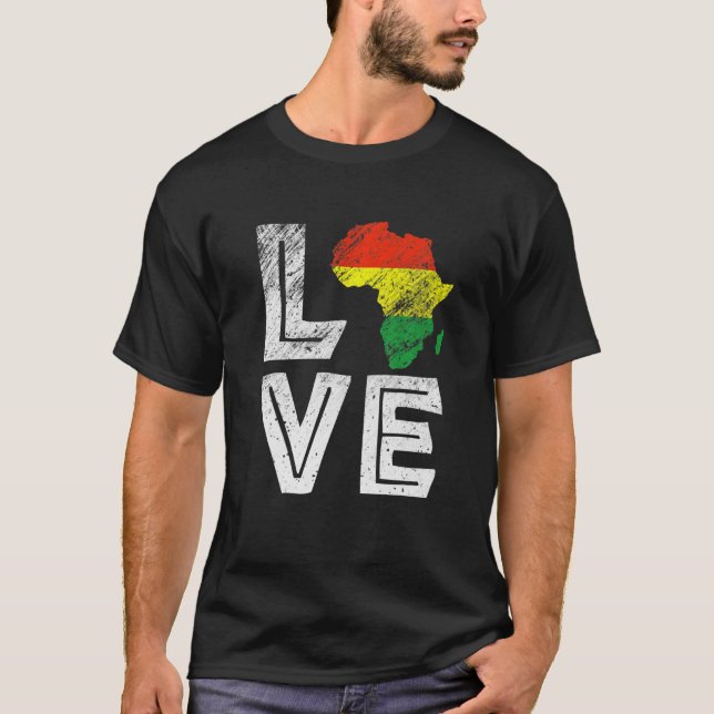 LOVE Africa Map Black History Month Men Women Afri T-Shirt (Front)