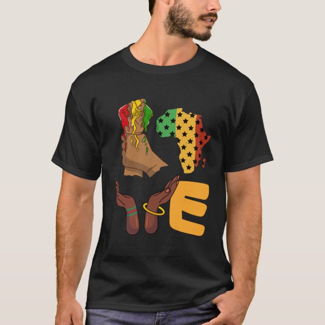 Love Africa Map Melanin African Continent American T-Shirt (Front)