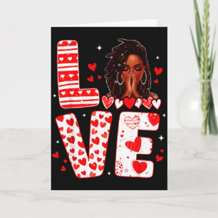 Love Afro Woman Praying Valentine Heart Black Wome Card