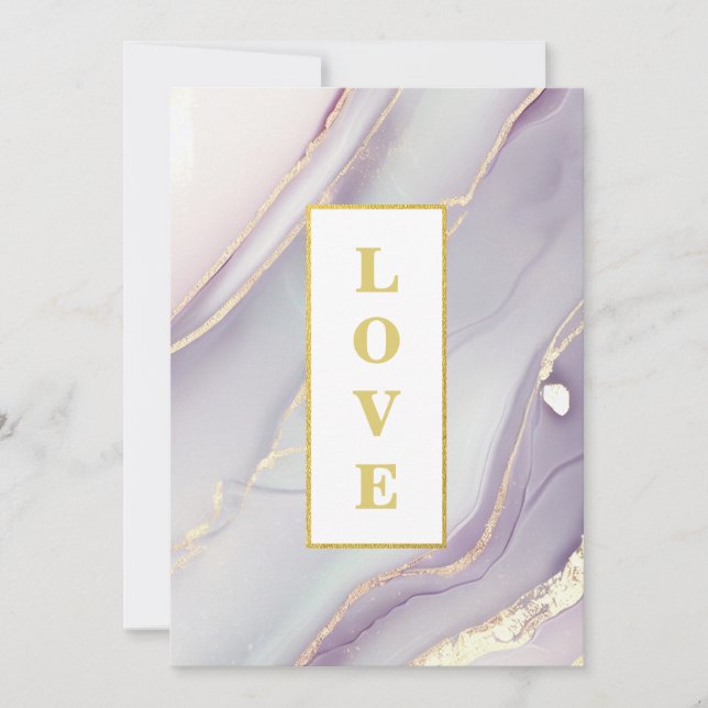 *~ LOVE Agate AR66 RSVP QR Lavender Gold Wedding Invitation (Front)