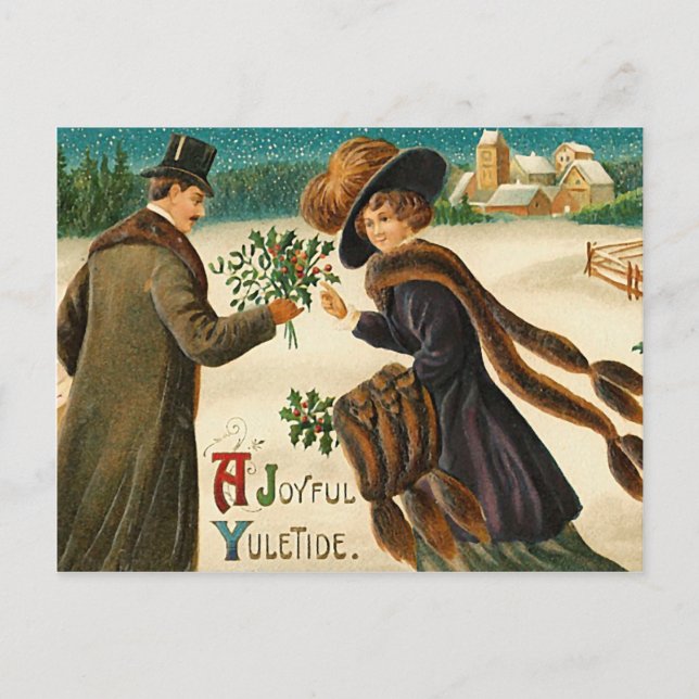 Love -Ajoyful yuletide -vintage christmas postcard (Front)