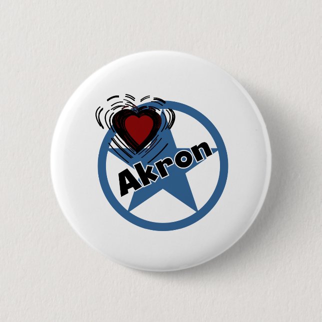 Love Akron 6 Cm Round Badge (Front)