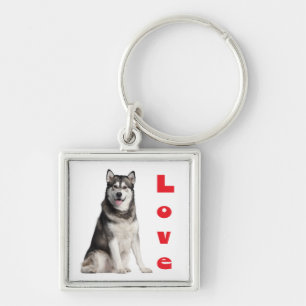 Love Alaskan Malamute Puppy Dog Keychain