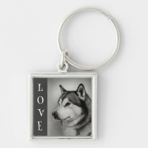 Love Alaskan Malamute Puppy Dog Keychain