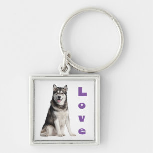 Love Alaskan Malamute Puppy Dog Keychain