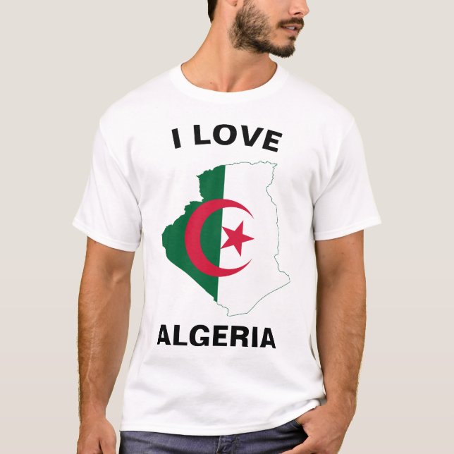 Love Algeria Flag Map T-Shirt (Front)