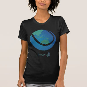 LOVE ALL ladie's tennis world globe design T-Shirt