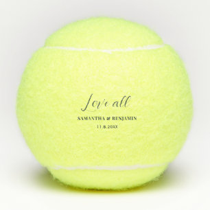 Love All Script Wedding Party Keepsake Tennis Balls