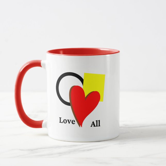 Love all shapes and colours heart square circle Mu Mug (Left)