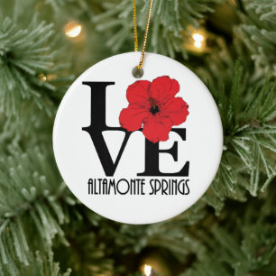 LOVE Altamonte Springs Red Hibiscus Ceramic Tree Decoration