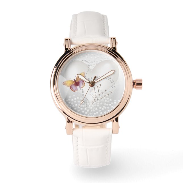 Love Always Heart Butterfly Silver Watch (Front)