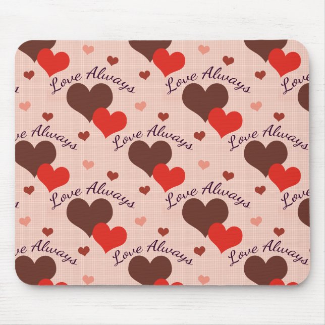 Love Always Hearts Valentine Pattern Mouse Mat (Front)