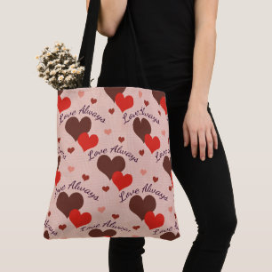 Love Always Hearts Valentine Pattern Tote Bag