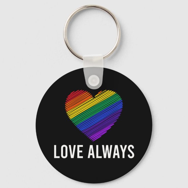 Love Always Rainbow Heart Inspirational Key Ring (Front)
