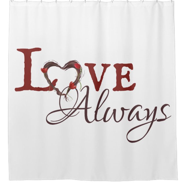 Love Always Red Tulip Heart Wreath Shower Curtain (Front)