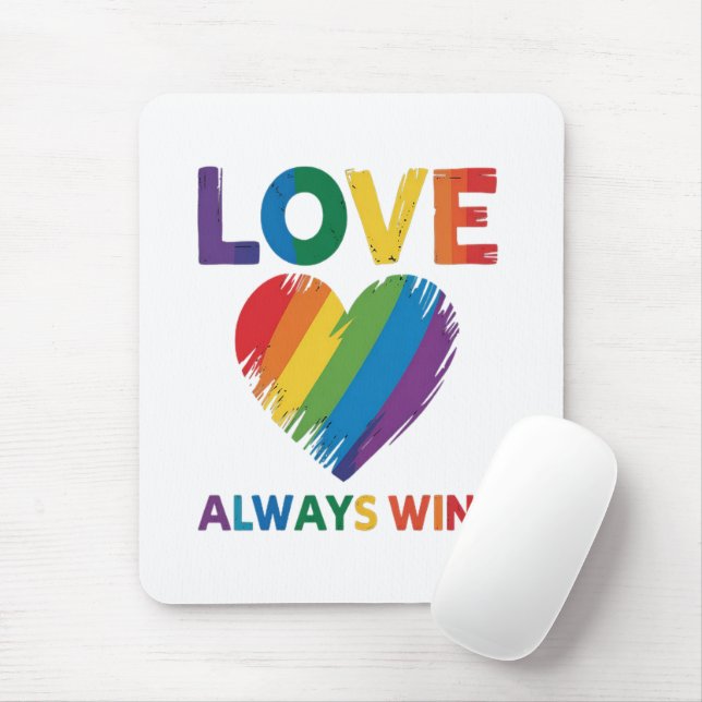 Love Always Win LGBT Mouse Mat (With Mouse)