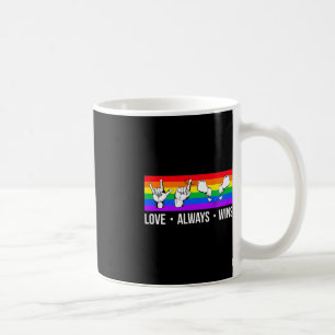 Love Always Wins ASL Deaf Awareness Gay Pride LGB Coffee Mug