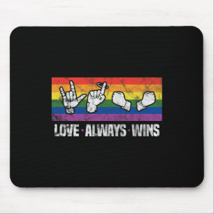 Love Always Wins ASL Deaf Awareness LGBT Gay Pride Mouse Mat