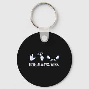 Love Always Wins ASL Deaf Awareness Sign Language Key Ring