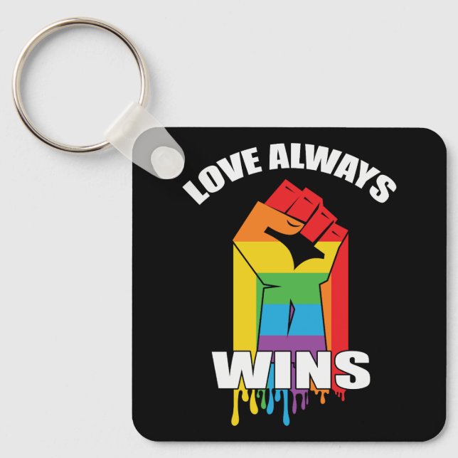Love Always Wins Gay LGBT Key Ring (Front)