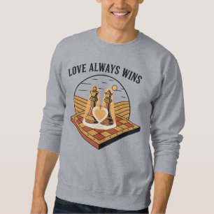 Love Always Wins: Vintage Chess King and Queen Sweatshirt
