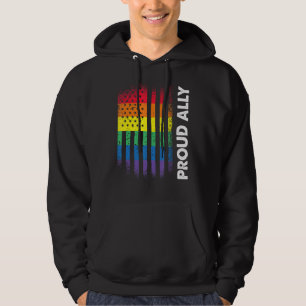 Love America Flag Rainbow Proud Ally Lgbtq Lgbt Pr Hoodie