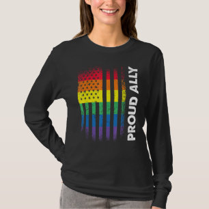 Love America Flag Rainbow Proud Ally Lgbtq Lgbt Pr T-Shirt