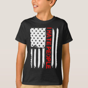 Love America I Hate People Funny USA Flag Gift T-Shirt