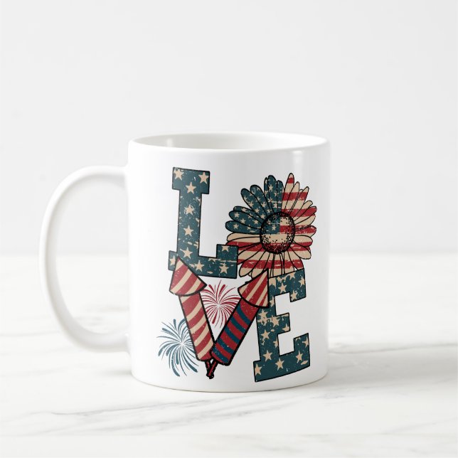 LOVE America Independence Day Coffee Mug (Left)