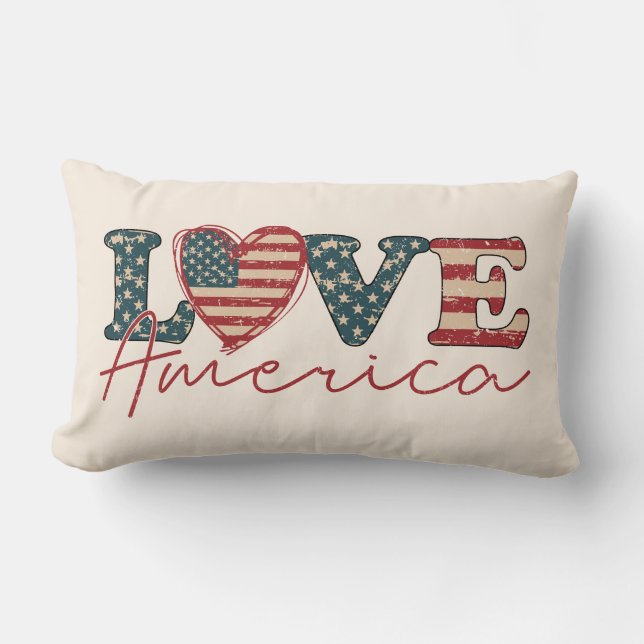 LOVE America Independence Day Lumbar Cushion (Front)