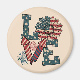 LOVE America Independence Day  Magnet
