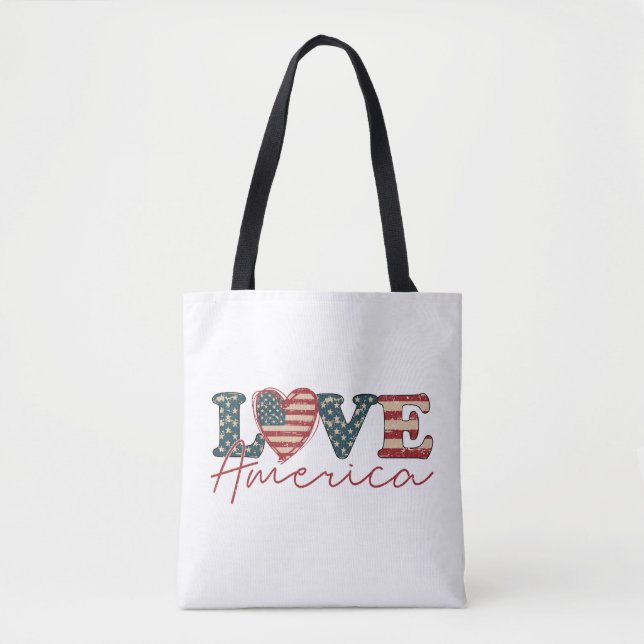LOVE America Independence Day Tote Bag (Front)