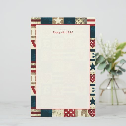 Love America Patriotic 4th of July Stationery | Zazzle