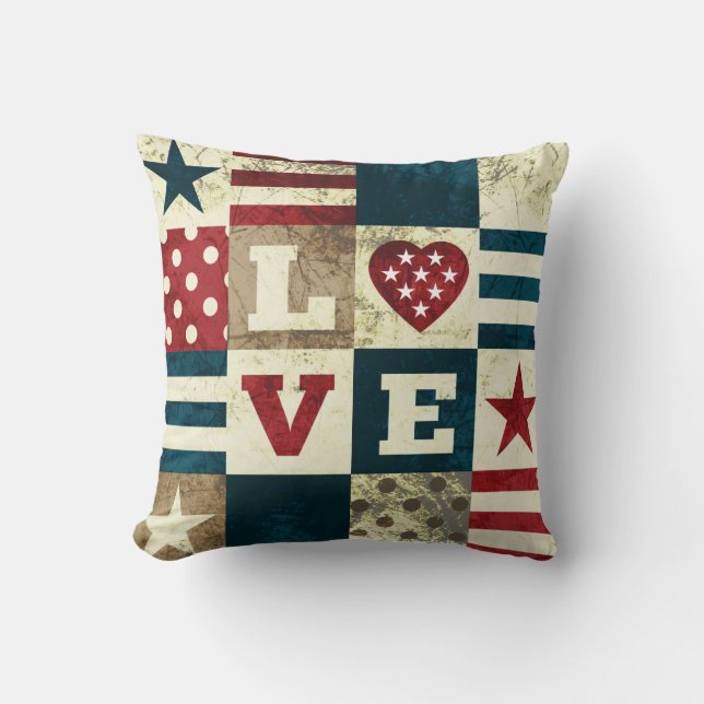 Love America Patriotic Cushion (Front)