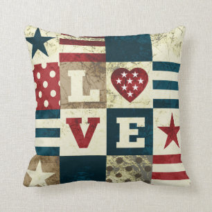 Love America Patriotic Cushion