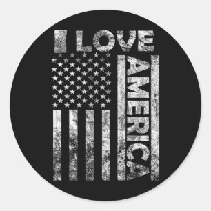 Love America Shirt Usa Flag 4th July Independence Classic Round Sticker