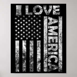 Love America Shirt Usa Flag 4th July Independence Poster