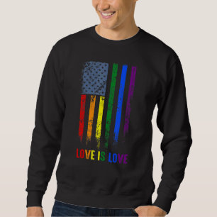 Love American Flag Rainbow Gay Lgbtq Lgbt Pride Mo Sweatshirt