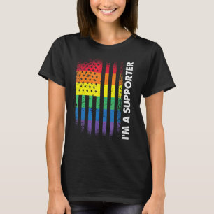 Love American Flag Rainbow Supporter Gay Lgbt Prid T-Shirt