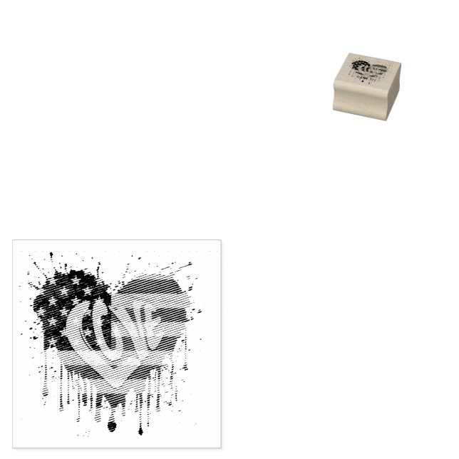 Love American Flag Rubber Stamp (Stamped)