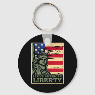 Love American Liberty 4th Of July Independence Day Key Ring