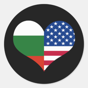 Love American/USA and Bulgarian Flag Classic Round Sticker