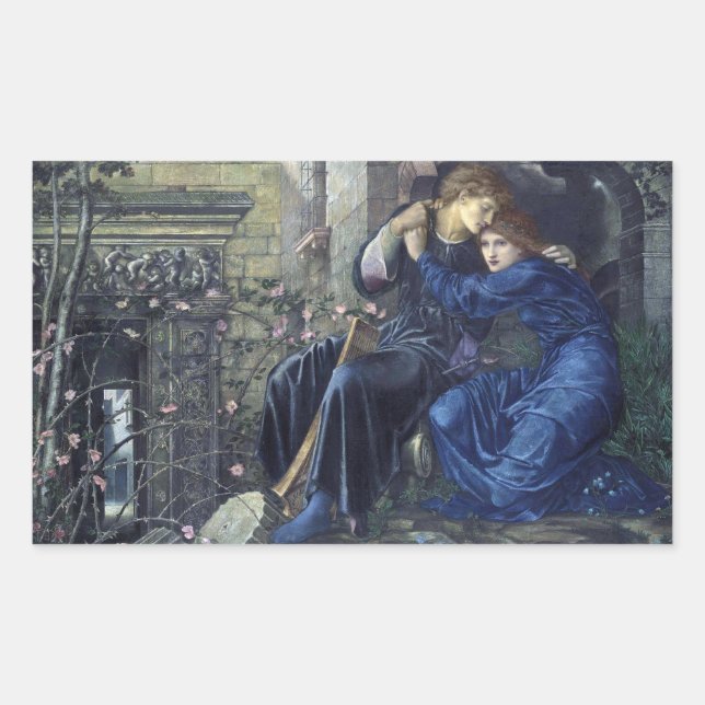 Love Among the Ruins (by Edward Burne-Jones) Rectangular Sticker (Front)