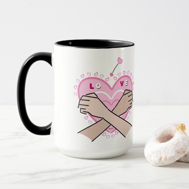 LoVe, AmOr in Sign Language Mug (With Donut)