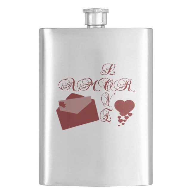 Love Amor Valentine Design Hip Flask (Front)