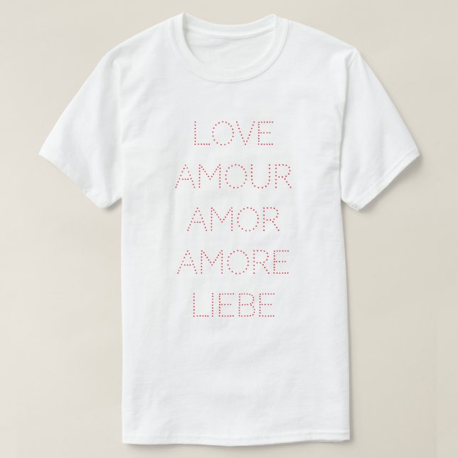 Love Amour Amor Amore Liebe, Red, Personalised T-Shirt (Design Front)