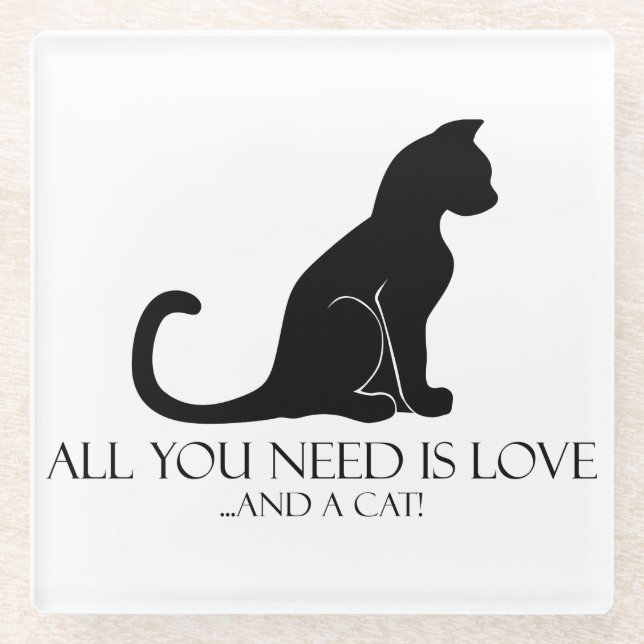 Love and a Cat Glass Coaster (Front)