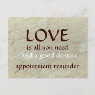 Love And A Good Dentist Appointment Reminder Postcard