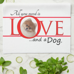Love and a Pomeranian Kitchen Towel